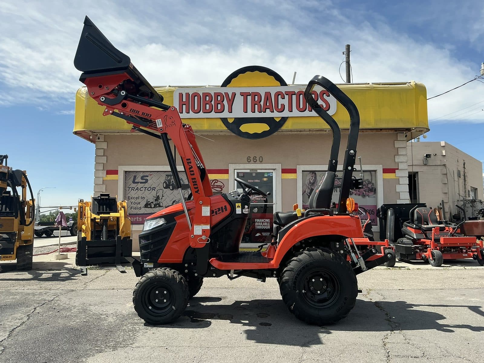 Tractors on the lot at Hobby Tractors